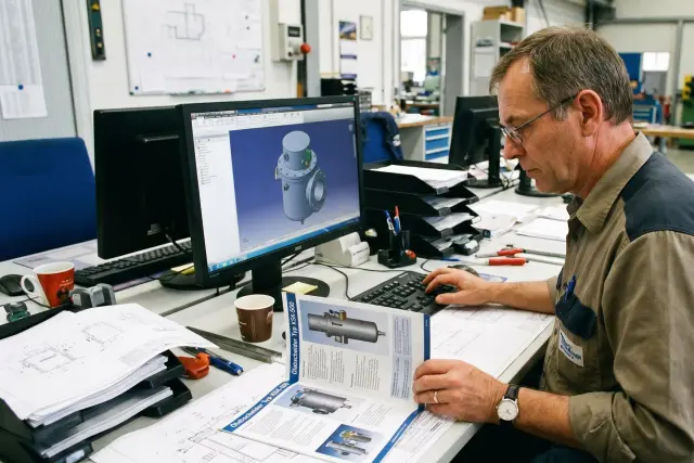 Ingenieur bei der Bemessung eines Ölabscheiders