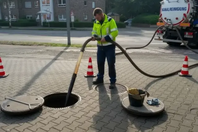 Fachpersonal beim Stilllegen eines Ölabscheiders