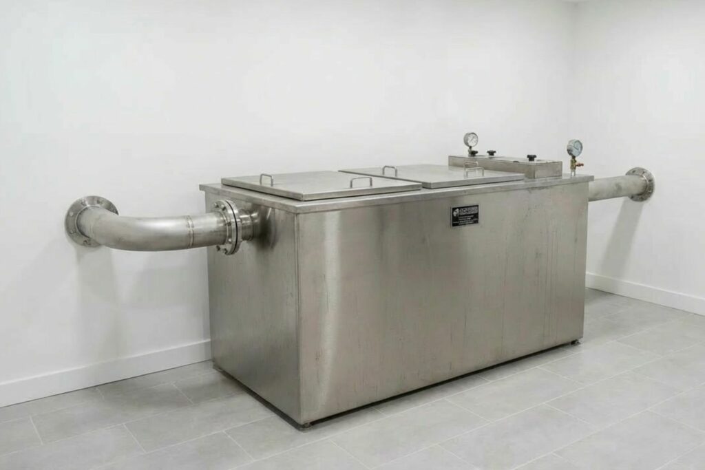 Edelstahl-Fettabscheider nach DIN 4040-100 & DIN EN 1825