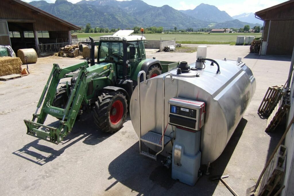 Milchkühltank auf einem Hof
