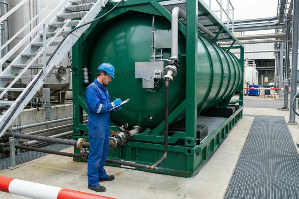 ISO-Tankcontainer auf einem Industrie-Areal
