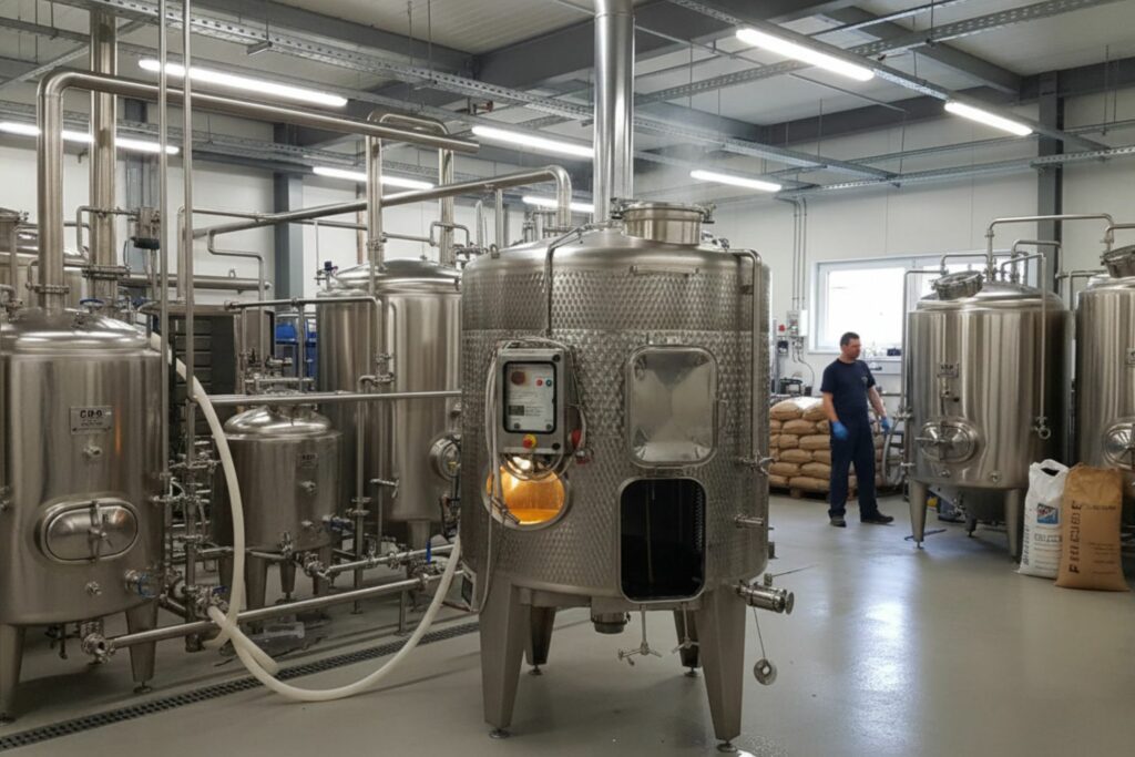 Edelstahl Maischetank mit Rührwerk und Kühlmantel für Brauerei